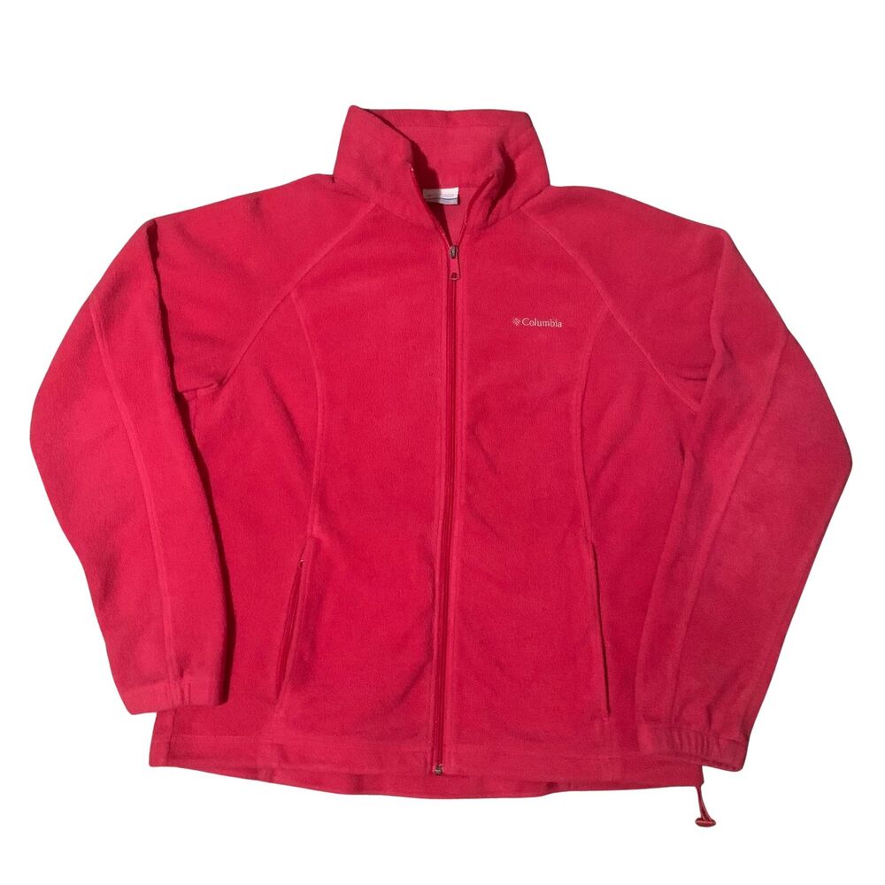 Columbia Fleece Jacket Womens XL Pink Long Sleeve Full Zip Mock Neck Outdoor - Picture 2 of 6